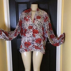 Beautiful rose and animal print blouse